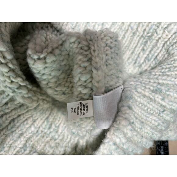 Gap Wool Blend Knit Sweater Womens L Marled Mint Color Boxy Crew Neck Crop - Picture 4 of 7